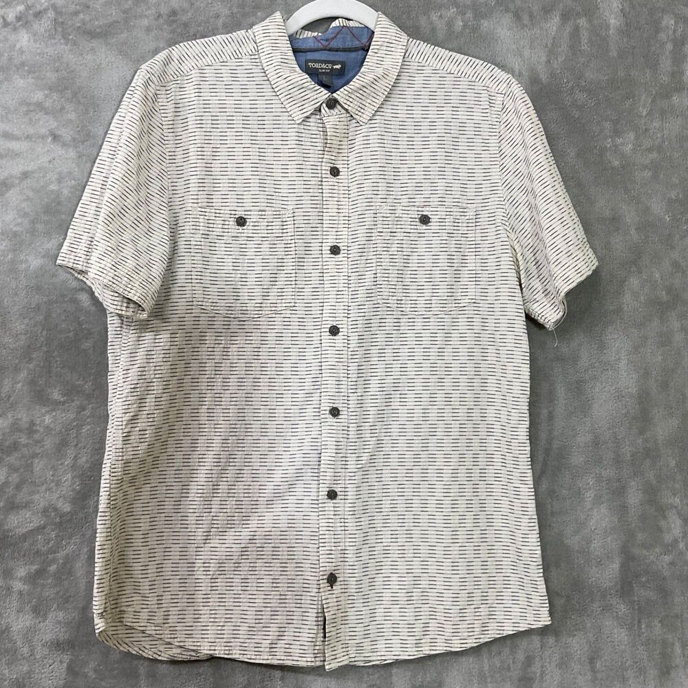 Toad & Co. Organic Cotton Camp Shirt Men’s L Short Sleeve Button Down Slim